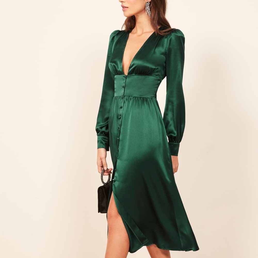 Emerald green Reformation dress